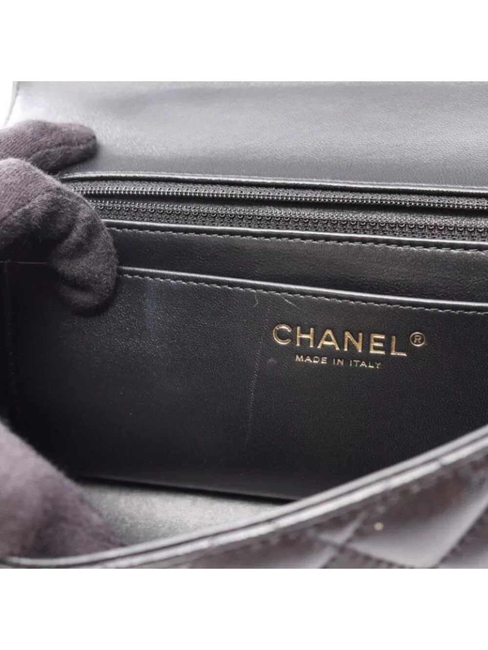 Chanel Shoulder Bag Quilted Top Handle 2-Way Black Lambskin Chain